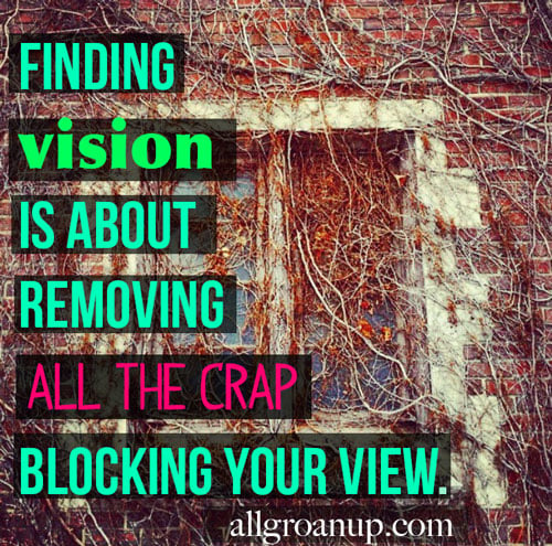 Finding vision is about removing all the crap blocking your view